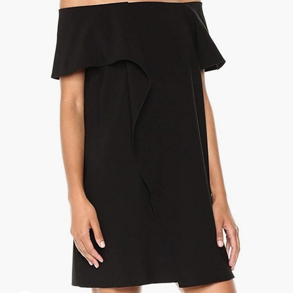 NWT Halston Heritage Off the shoulder black dress, Size 2 - Picture 1 of 8